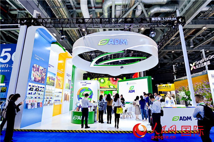 美國農產品加工和貿易企業(yè)ADM在進博會的展臺。人民網(wǎng)記者 趙益普攝