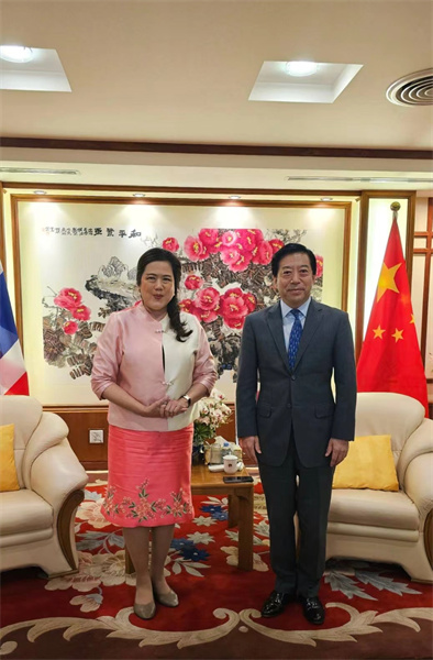 中國駐泰國大使會見泰國民聯(lián)廳候任廳長。中國駐泰國大使館供圖