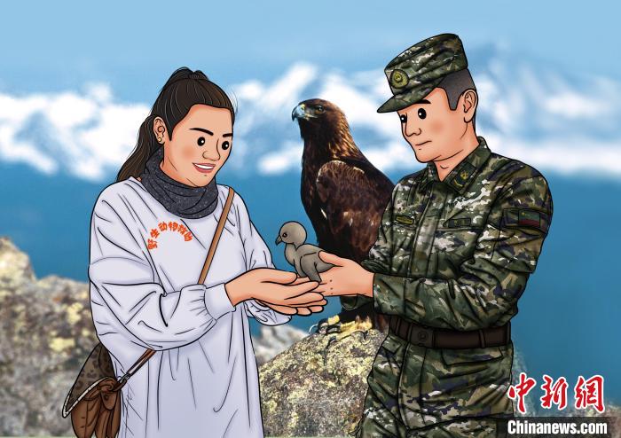 青海武警手繪“環(huán)?！焙蠛粲醣Ｗo高原生態(tài)