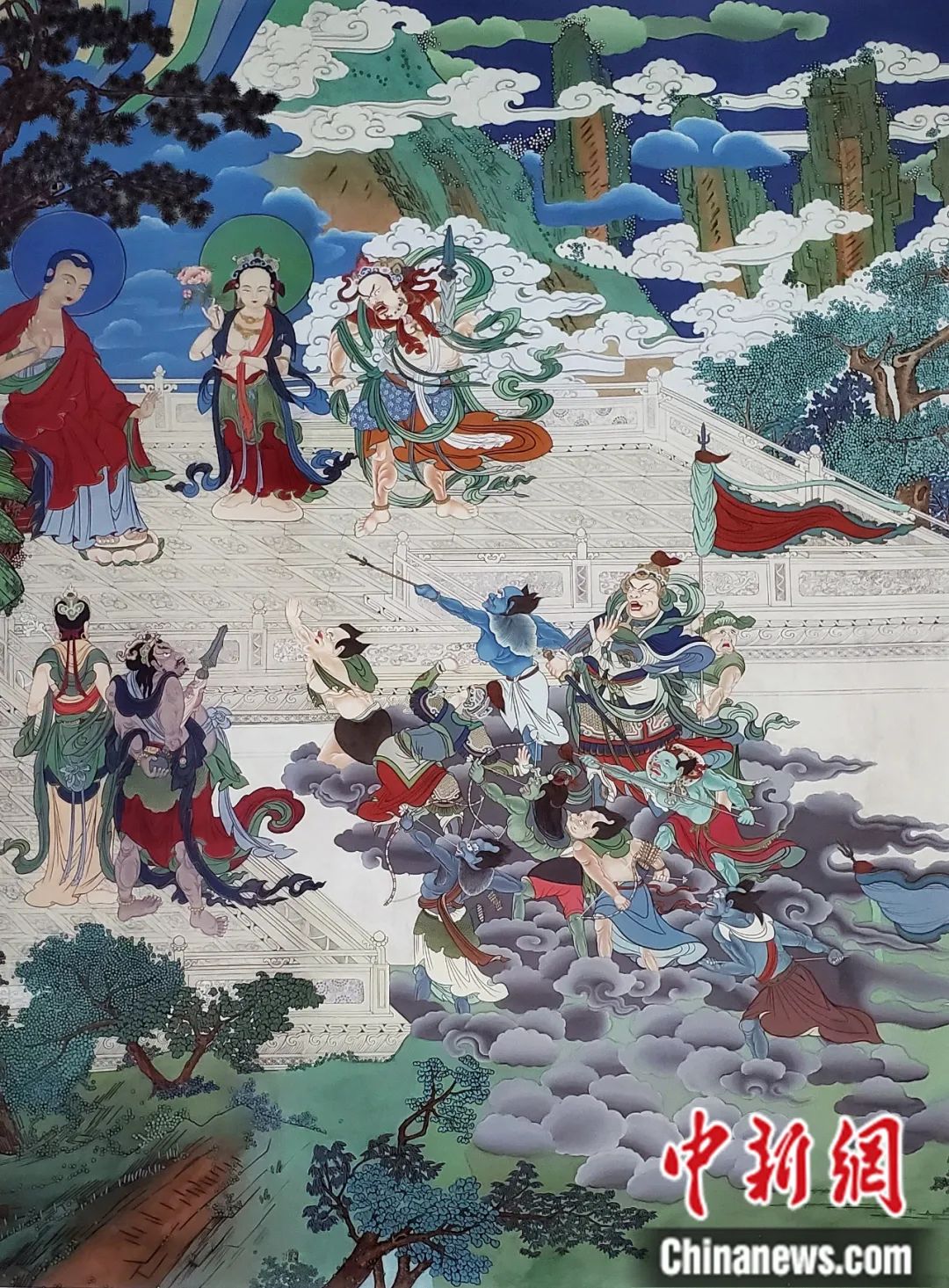 臨摹、補(bǔ)繪的青海瞿曇寺壁畫。受訪者 供圖