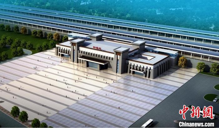 成蘭鐵路松潘站設(shè)計(jì)效果圖?！≈需F八局供圖