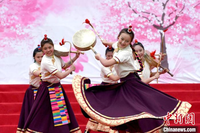 3月28日，西藏林芝第二十屆桃花旅游文化節(jié)開幕式上的文藝表演?！±盍?攝