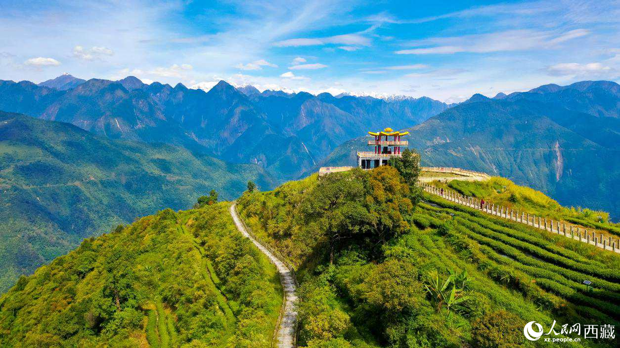 無人機(jī)航拍墨脫縣格林村蓮花觀景臺(tái)。人民網(wǎng)記者 次仁羅布攝